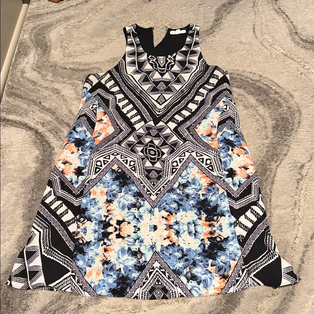 Geometric Floral Sleeveless Dress